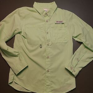 Columbia Youth Vented PFG Omni Shade Long Sleeve Shirt Medium Mint Green
